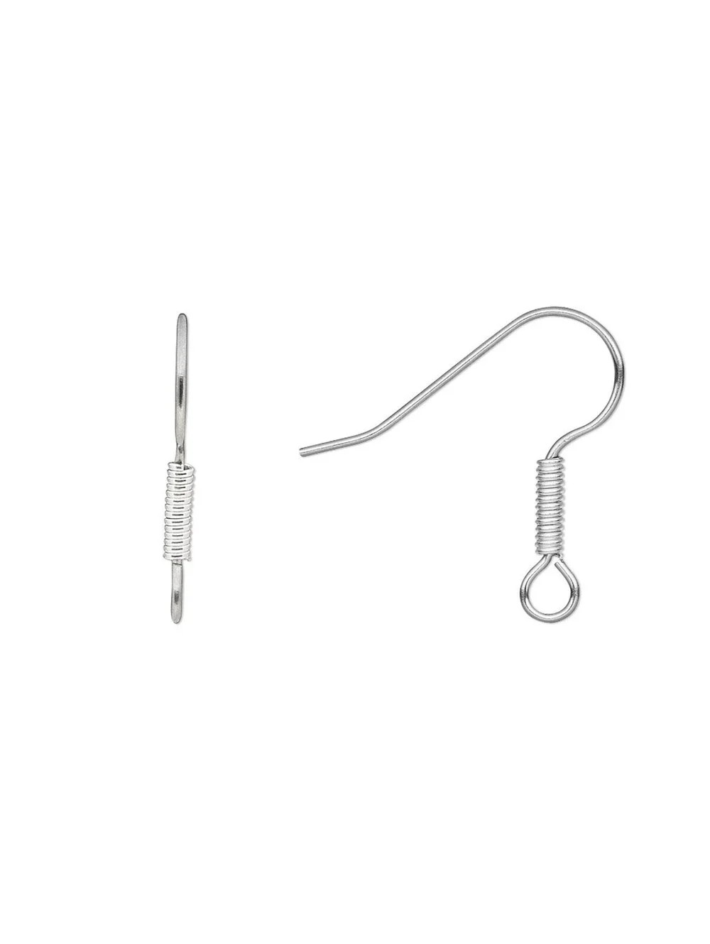 Silver Surgical Stainless Steel Coil Earwires Earring Findings 10 pcs